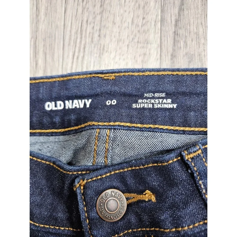 Old Navy Jeans Womens‎ 00 Blue Mid Rise Rockstar Super Skinny Denim